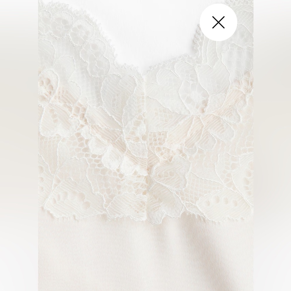 LACE-TRIMMED SATIN DRESS, Ivory, size XL - Picture 5 of 6